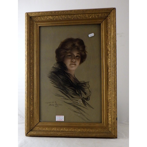 256 - Phillip Boileau gilt framed portrait print 42 x 60cm together with a pencil portrait (2)