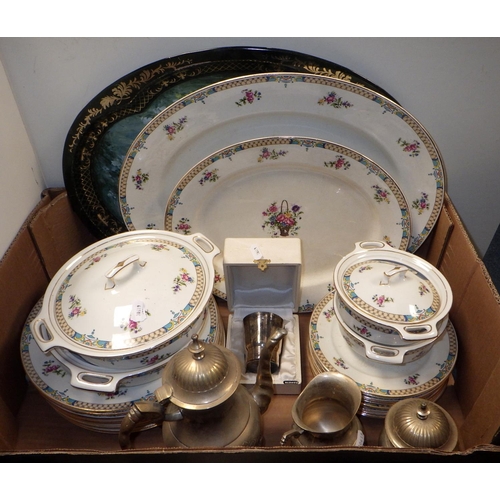 261 - A qty of misc tea ware, Wedgwood Hampton dinner ware, plated tea set etc (2)