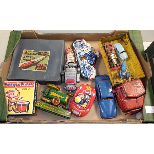 282 - A collection of toys including die-cast, tinplate, a Sooty puppet etc (3)