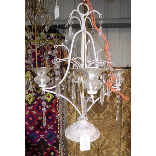 289 - A modern chandelier together with a further ceiling light and a candelabra (3)