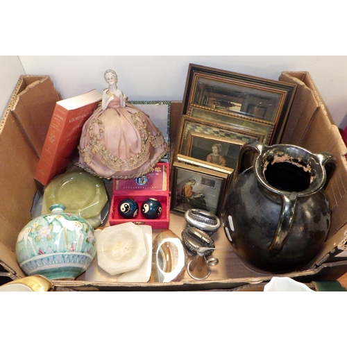 293 - Two boxes of misc ceramics and collectables to include Carlton ware walking tea ware, onyx ash trays... 