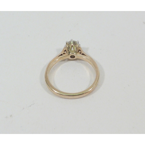 81 - A solitaire ring, 9ct gold set with a Cubic Zirconia.  Stone approx 5mm diameter.