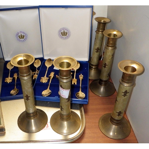 303 - Two 'The Queen's Jubilee' cased sets of spoons together with candlesticks, flatware etc