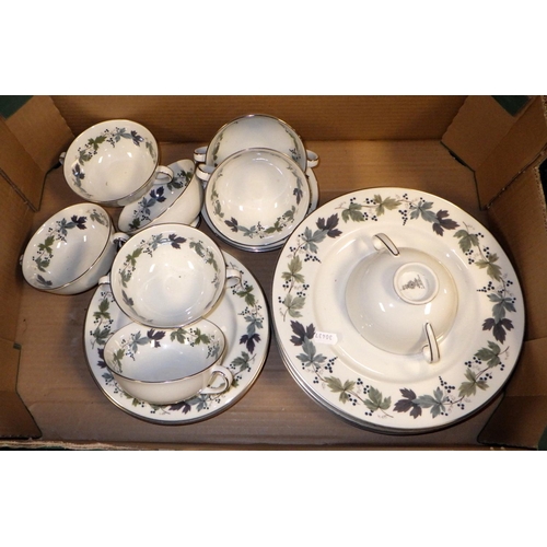 331 - A qty of Royal Doulton Burgundy dinner ware together with two boxes of misc glass (3)