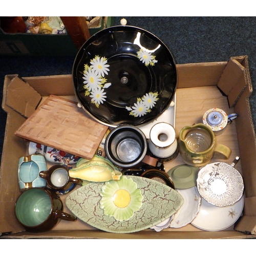 333 - Four boxes of misc collectables to include clock, marble vase, ceramics, resin bears etc (4)