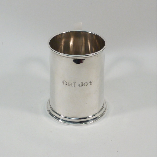 87 - A silver christening tankard engraved 