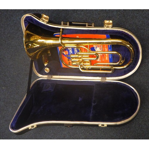 558 - A cased Boosy & Hawkes 400 tenor horn in E flat