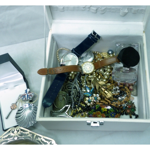 90 - Various wristwatches, costume jewellery, silver plate etc