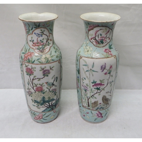 560 - A pair of Oriental vases on hardwood stands AF 30cm tall without bases