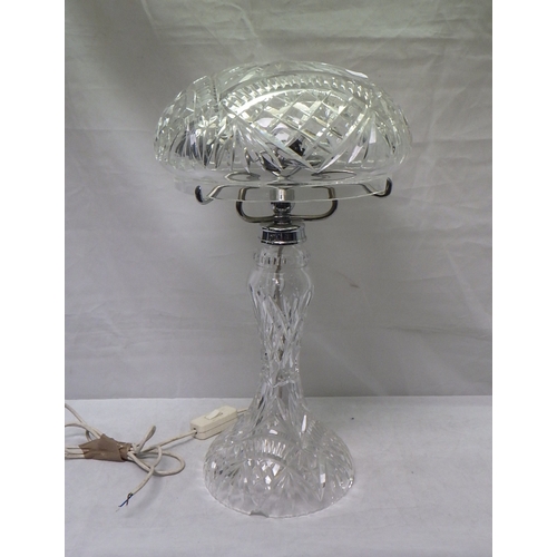 564 - A cut glass mushroom table lamp 48cm tall