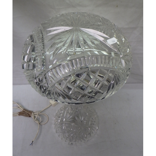 564 - A cut glass mushroom table lamp 48cm tall