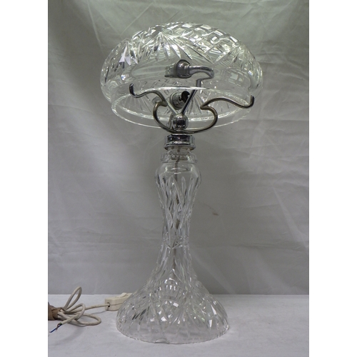 564 - A cut glass mushroom table lamp 48cm tall