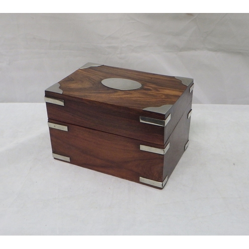 565 - A hardwood box having silvered mounts, modern. 18cm wide