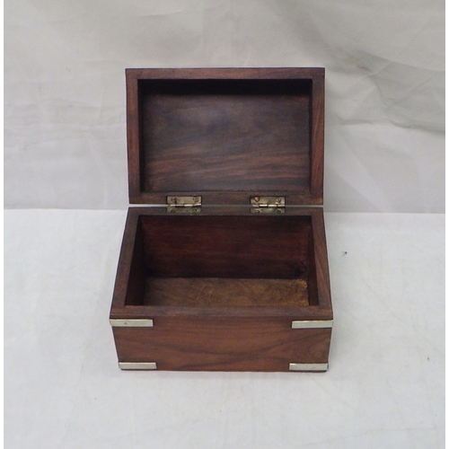 565 - A hardwood box having silvered mounts, modern. 18cm wide