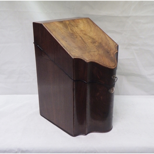 566 - A 19thC mahogany inlaid knife box (missing interior)