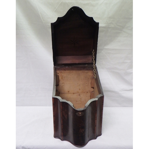 566 - A 19thC mahogany inlaid knife box (missing interior)