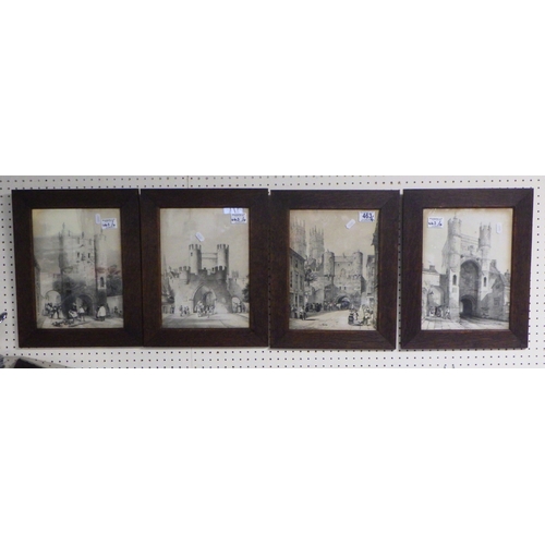 28 - Four framed York Bar prints 30 x 40cm inc frames