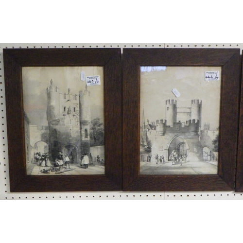 28 - Four framed York Bar prints 30 x 40cm inc frames