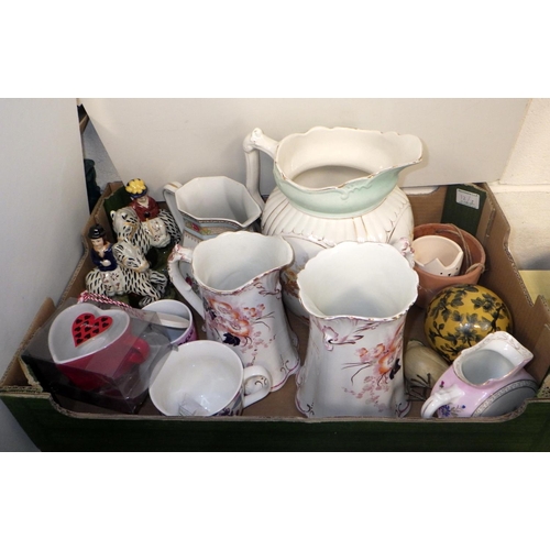 12 - A modern jug and bowl together with further jugs, ceramics etc (2)