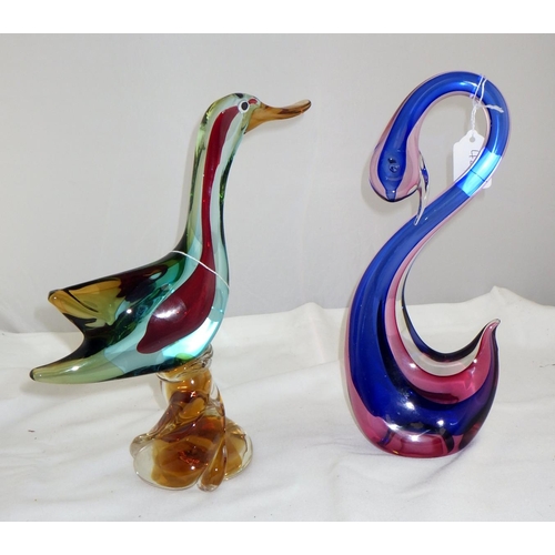 42 - A large Murano glass fish 43cm tall together with a two ducks, dog and a clown (5)