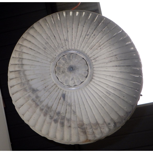 47 - A 1930s large milk glass hanging light shade 37cm diameter