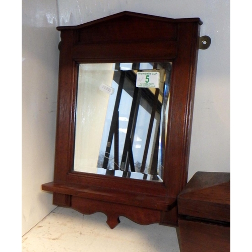 5 - A 19thC rosewood tea caddy 20cm wide (back feet af) together with a small mirror 25 x 38cm (2)