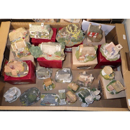 53 - A large group of Lilliput Lane cottages, Danbury Mint train models etc some with boxes