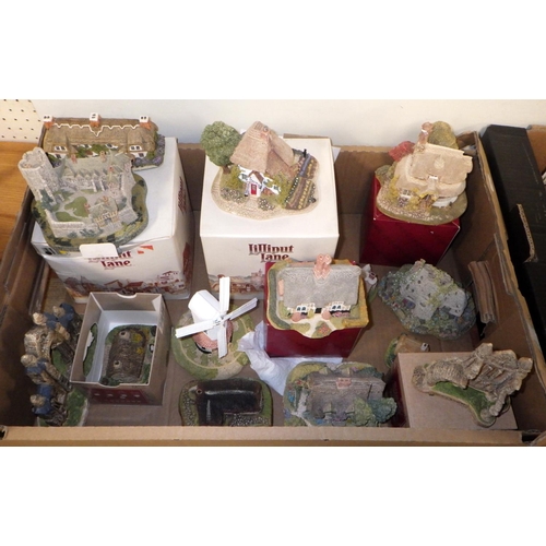 53 - A large group of Lilliput Lane cottages, Danbury Mint train models etc some with boxes