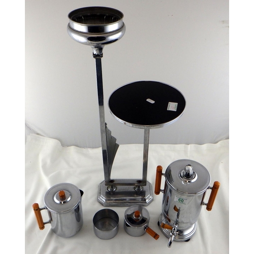 60 - A Chrome plated Art Deco style stand together with a Farber ware coffee set (5)