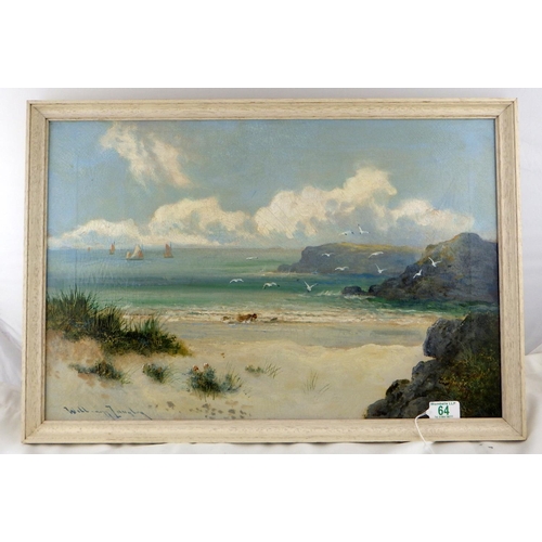 64 - William Langley, Oil oc canvas coastal scene 65 x 45cm