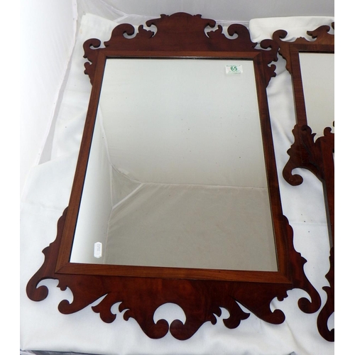 65 - Three 20thC mahogany framed mirrors 44, 77 & 50cm long