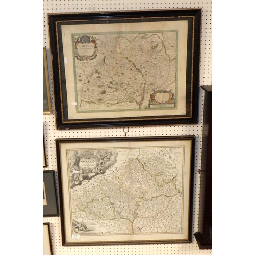 77 - Two Moravia framed maps 69 x 56 & 69 x 60 inc frames (2)