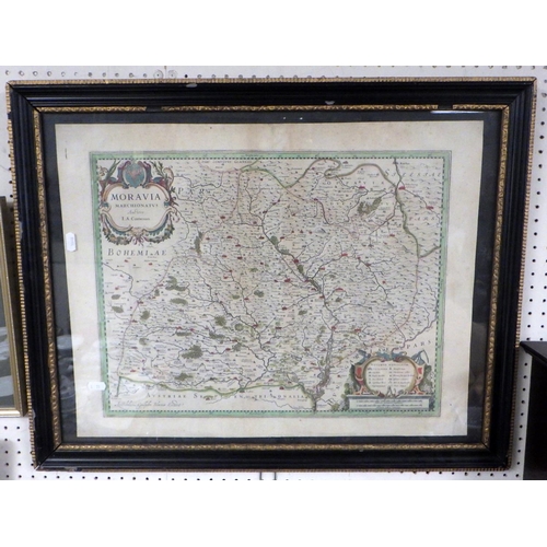 77 - Two Moravia framed maps 69 x 56 & 69 x 60 inc frames (2)