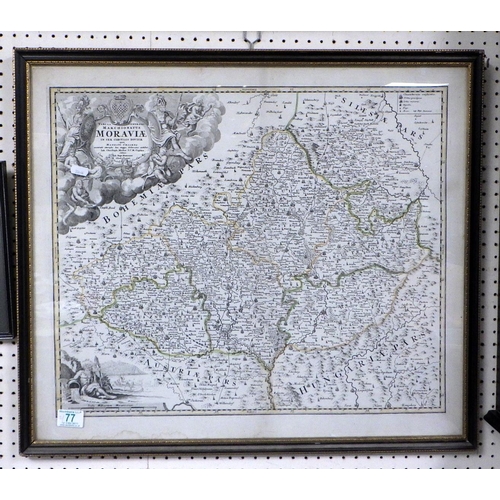 77 - Two Moravia framed maps 69 x 56 & 69 x 60 inc frames (2)