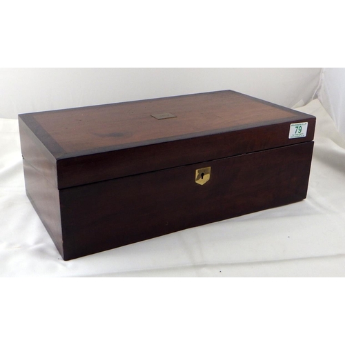 79 - A restored Victorian mahogany writing box 45cm wide