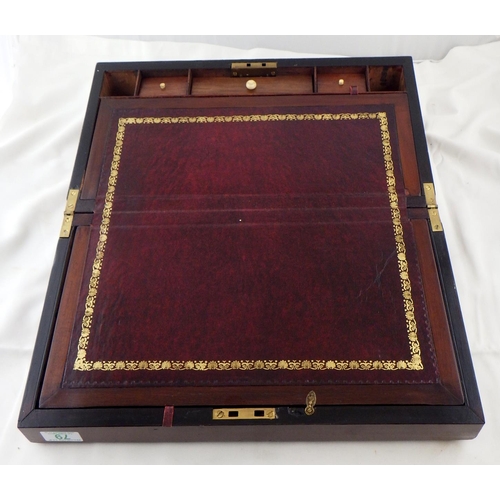 79 - A restored Victorian mahogany writing box 45cm wide