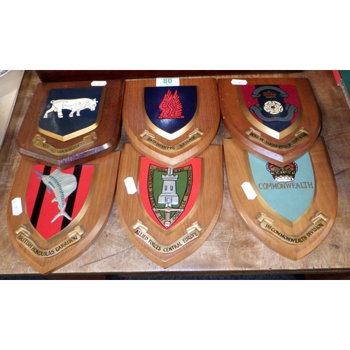 80 - Six Armorial wooden shields 15x 18cm