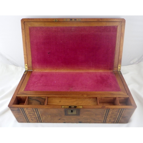 81 - A Victorian walnut parquetry inlaid writing box 50cm wide