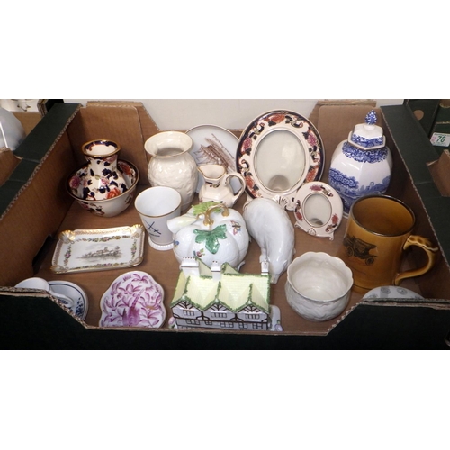 83 - A group of various ceramics to include Belleek, Masons, Coalpoat Mullberry Hall, etc