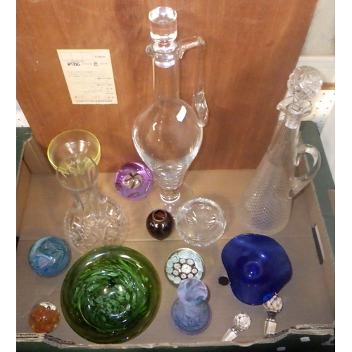 87 - Eight various decanters together with further glass ware to include paperweights, bowls etc (2)