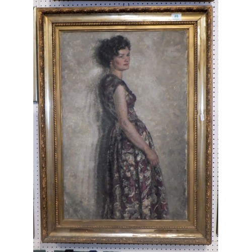 89 - WITHDRAWN - Sonia Mervyn. ARA, PS, SWA. (1893-1977) 
'Gwen' A Full length portrait oil on canvas, be... 