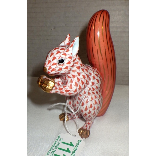 111 - A Herend red fishnet squirrel 12cm tall