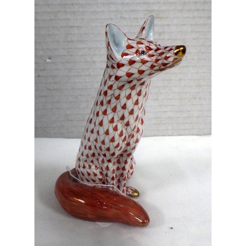 112 - A Herend red fishnet fox 14cm tall