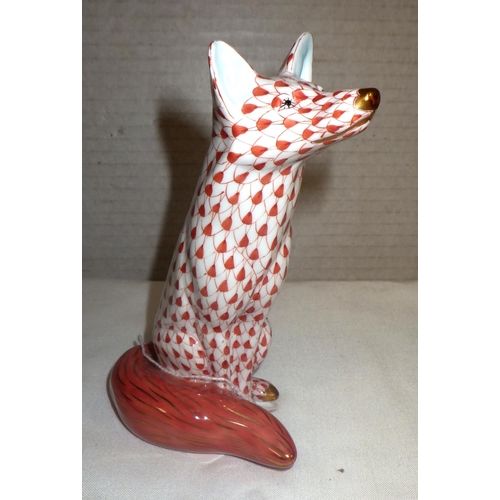 112 - A Herend red fishnet fox 14cm tall