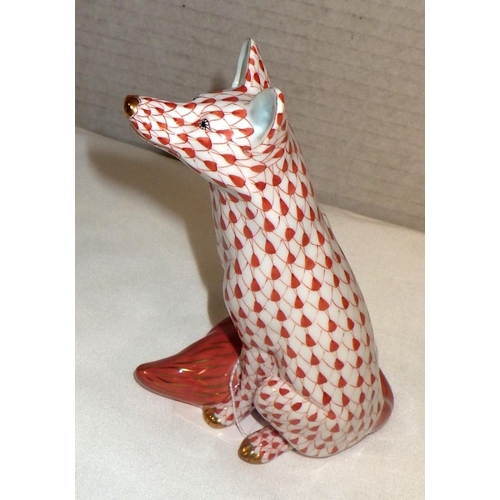 112 - A Herend red fishnet fox 14cm tall