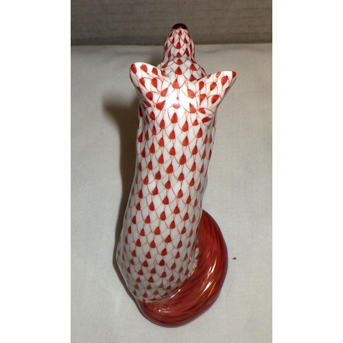 112 - A Herend red fishnet fox 14cm tall