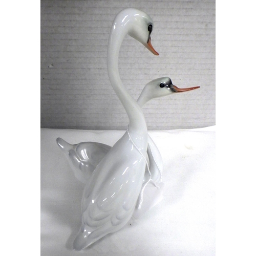 116 - A Herend Swans figure group 19cm tall