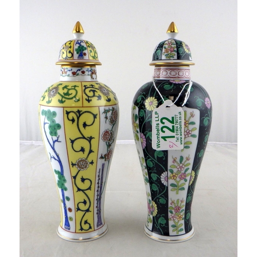 122 - Two Herend Dynasty floral lidded vases 22cm tall (2)