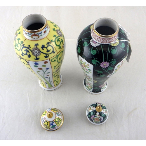 122 - Two Herend Dynasty floral lidded vases 22cm tall (2)