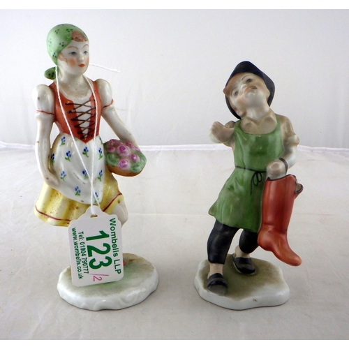 123 - Two Herend figures 13 & 14cm tall